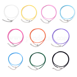 10pcs 10 Farben gewachste Schnur Halskette machen, mit Zink-Legierung Karabiner, Platin Farbe, Mischfarbe, 1 Stück / Farbe