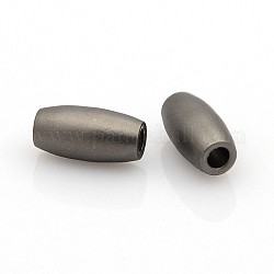 Brass Barrel Beads, Gunmetal, 6x12mm, Hole: 2mm
