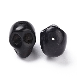 Abalorios de turquesa sintético, teñido, cráneo, negro, 18x13x17mm, agujero: 1 mm