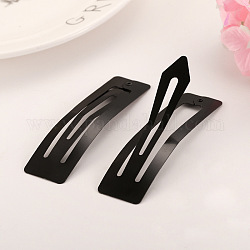Iron Snap Hair Clips Findings, DIY Hair Accessories Making, Rectangle, Electrophoresis Black, 70mm