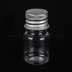 ペットのプラスチック製ミニ収納ボトル  トラベルボトル  化粧品用  クリーム  ローション  液体  アルミスクリューキャップ付き  プラチナ  2.2x4.3cm  容量：5ml（0.17fl.oz）