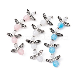 3 Strands 3 Colors DIY Resin Beaded Strands Set, with Antique Silver Plated Alloy Wings, Angel, Mixed Color, 20x21.5x8mm, Hole: 0.6mm, about 4pcs/strand, 3.07''(7.8cm), about 1 strand/color