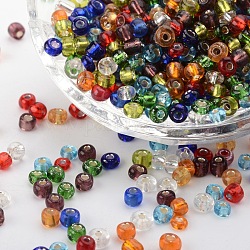 6/0 Glass Seed Beads, Silver Lined Round Hole, Round, Mixed Color, 4mm, Hole: 1.5mm, about 6639 pcs/pound