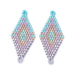 Liens de perles de rocaille japonaises miyuki & toho, motif de tissage, losange, chardon, 43.5~45x16.4~18x1.7~2mm, Trou: 1.2~1.5mm