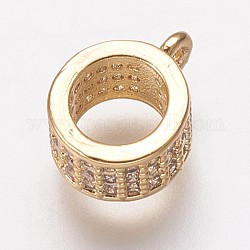 Латунные поручни из кубического циркония, петля под залог, бейлы, кольцо, прозрачные, золотые, 9.5x7.5x4 мм, отверстие : 1 мм