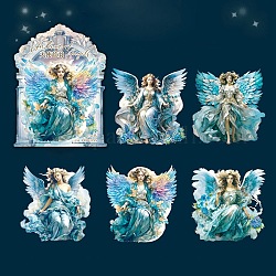 5 adesivo autoadesivo per animali domestici, per regali decorativi per feste, angelo, cielo blu profondo, 96.5~97x89.5~96x0.2mm, 5 pc / set