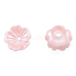 Tappi di perle di perle imitazione resina, 5 -petal, fiore, roso, 7.5x8x2.5mm, Foro: 1 mm