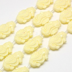 Synthetic Coral Beads Strands, Dyed, Sea Horse, Lemon Chiffon, 25x16x7mm, Hole: 1.5mm, about 14pcs/strand, 16.53 inch