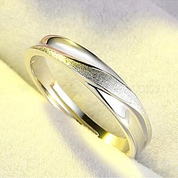 Регулируемые кольца из латуни, кольца пара, с матовой полосой, для мужчин, платина
