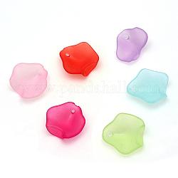 Transparent Acrylic Charms, Frosted, Leaf, Mixed Color, 14.5x14x1mm, Hole: 1.5mm, about 2083pcs/500g