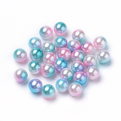 Perle di perle imitazione acrilico arcobaleno, perle di perle a sirena sfumata, Senza Buco, tondo, cielo blu, 3mm, circa 37970pcs/500g
