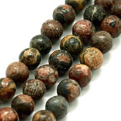 Fili di perline jasper naturali di pelle di leopardo, tondo, 12mm, Foro: 1.2 mm, circa 32pcs/filo, 14.76 pollice (37.5 cm)