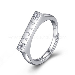 Brass Rhinestone Cuff Rings, Adjustable Rings, Number 1314 Pattern, Platinum, Crystal