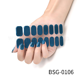 Nail Art Full Cover Nagelaufkleber, Glitzer Puder Aufkleber, selbstklebend, für Nagelspitzen Dekorationen, Stahlblau, 13.6x8x0.9 cm, 16pcs / Blatt