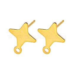 Accessoires de boucles d'oreilles en acier inoxydable en forme d'étoile 201, avec 304 épingles en acier inoxydable et boucles horizontales, or, 13.5x11mm, Trou: 1.4mm, pin: 0.7 mm.