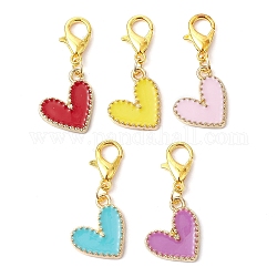 Heart Alloy Enamel Pendant Decoration, with Alloy Clasp, Mixed Color, 27mm