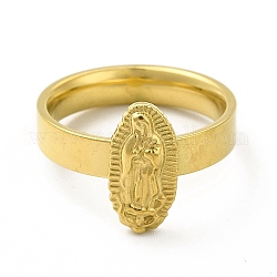 Вакуумное покрытие 304 овальное кольцо из нержавеющей стали с кольцом на палец Девы Марии для женщин, золотые, размер США 6 (16.5 мм)