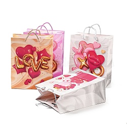 4 bolsas de regalo de papel de amor para el día de San Valentín de colores., bolsas de compras rectangulares, bolsas de regalo de boda con asas, color mezclado, globo, desplegar: 23x18x10.3cm, doblez: 23.3x18x0.4cm