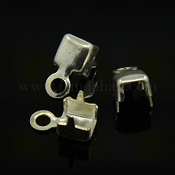 Estremità della catena in ottone, connettori a catena per coppe di strass, argento, 7x3.5mm, Foro: 1.4 mm, circa  3.3mm diametro interno
