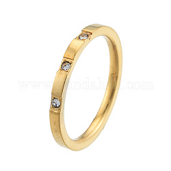 Anello da dito sottile semplice con strass di cristallo, 201 gioiello in acciaio inossidabile per donna, oro chiaro, diametro interno: 17mm