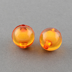 Perles en acrylique transparente, Perle en bourrelet, ronde, rouge-orange, 8mm, Trou: 2mm, environ 2050 pcs/500 g