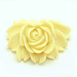 Resin Cabochons, Flower, Champagne Yellow, 34x43~45x17mm