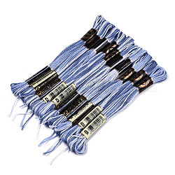 10 écheveau de fil à broder en polyester 6 épaisseurs, fils de point de croix, segment teint, bleu acier, 0.5mm, environ 8.75 yards (8 m)/écheveau