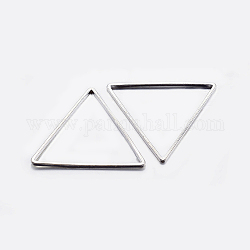 Anneaux connecteurs en laiton, plaqué, triangle, couleur argentée, 23.5x27x0.8mm, diamètre intérieur: 22x24 mm