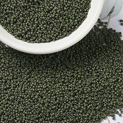 Cuentas de rocailles redondas miyuki, Abalorios de la semilla japonés, 15/0, (rr2318) oliva opaco mate, 1.5mm, agujero: 0.7 mm, aproximamente 27777 unidades / 50 g