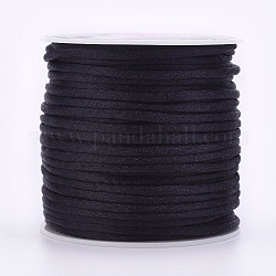 Fil de nylon, corde de satin de rattail, noir, 1mm, environ 87.48 yards (80 m)/rouleau