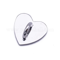 Soporte de corazón para teléfono celular de aleación de zinc, soporte de anillo de agarre para los dedos, plata, 2.4 cm