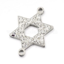 Original Color 304 Stainless Steel Polymer Clay Grade A Rhinestone Star Links connectors, Crystal, 30x20x2.5mm, Hole: 2mm