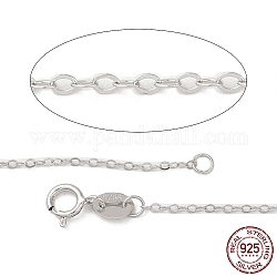 Rhodinierte 925-Sterlingsilber-Halsketten, Kabelketten, mit Federring Verschlüsse, dünne Kette, Platin Farbe, 18 Zoll, 1 mm