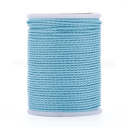Cordon rond en polyester ciré, cordon ciré taiwan, cordon torsadé, bleu ciel, 1mm, environ 12.02 yards (11 m)/rouleau