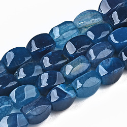 Fili di perline agata crepato naturale, tinto, twist ovale, Blue Steel, 12x8.5x8.5mm, Foro: 1 mm, circa 33pcs/filo, 15.55 pollice (39.5 cm)