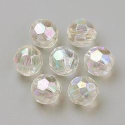 Transparent Acrylic Beads, AB Color, Faceted, Round, Clear AB, 10mm, Hole: 1.5mm, about 860pcs/500g