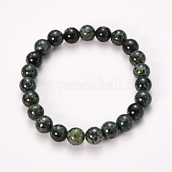 Bracelets extensibles en perles de jaspe kambaba naturel, ronde, 2-1/8 pouce (55 mm), perle: 8~9 mm