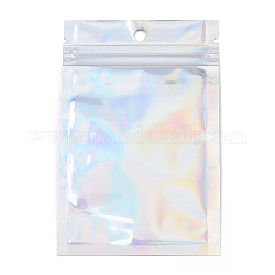 Bolsas láser de plástico con cierre de cremallera rectangular, bolsas resellables, Claro, 12x7.5 cm, agujero: 6 mm, espesor unilateral: 2.3 mil (0.06 mm)