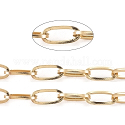 3.28 Feet Ion Plating(IP) 304 Stainless Steel Paperclip Chains, Unwelded, Real 18K Gold Plated, Link: 13x6x1mm