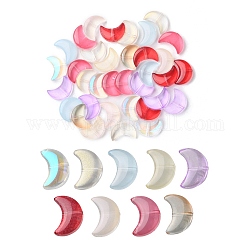 35pcs perles de verre transparentes peintes à la bombe, croissant de lune, couleur mixte, 14x9.5x5mm, Trou: 1mm