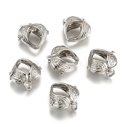 Экологически чистые латунные подвески с полыми сердечками, для ожерелья, без кадмия, без никеля и без свинца, платина, 31x32x15 мм, отверстие : 9x4 мм, Внутренние размеры: 25x23 mm
