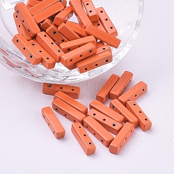 Liens multi-brins en alliage peint par pulvérisation, pour la fabrication de bracelets élastiques, rectangle, rouge-orange, 16x4x4mm, Trou: 0.8mm