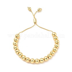 Gestellplattiertes rundes Perlen-Schieberarmband aus Messing für Frauen, Bleifrei und cadmium frei, echtes 18k vergoldet, Perlen: 8 mm, Innendurchmesser: 1-1/2~2-1/2 Zoll (3.75~6.4 cm)