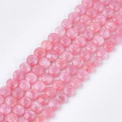 Chapelets de perles en rhodochrosite naturelle, facette, teinte, plat rond, 6~6.5x3.5mm, Trou: 0.8mm, Environ 59~60 pcs/chapelet, 14.9 pouce ~ 15.1 pouces