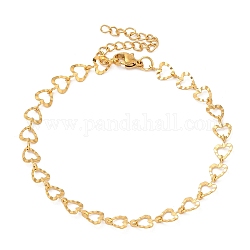 304 Edelstahl-Kettenarmband für Damen, golden, Herz, 7-5/8 Zoll (19.3 cm), Link: 9x6 mm