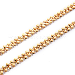 Brass Link Chains, Leaf Shape, Unwelded, Nickel Free, Real 18K Gold Plated, 7.5x8x2mm