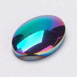 Non magnetici cabochon ematite sintetici, ovale, grado a, multicolore placcato, 24.5x17.5x6mm