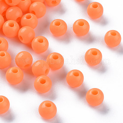 Perles acryliques opaques, ronde, corail, 6x5mm, Trou: 1.8mm, environ 4400 pcs/500 g