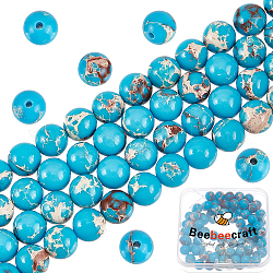 Beebeecraft 2 Stränge natürliche imperiale Jaspis-Perlenstränge, gefärbt, Runde, Verdeck blau, 8 mm, Bohrung: 1 mm, ca. 47 Stk. / Strang, 15.67'' (39.8 cm)