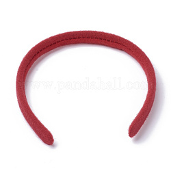 Fornituras para el cabello fornituras de banda de pelo de plástico liso, Sin dientes, con terciopelo, rojo, 122mm